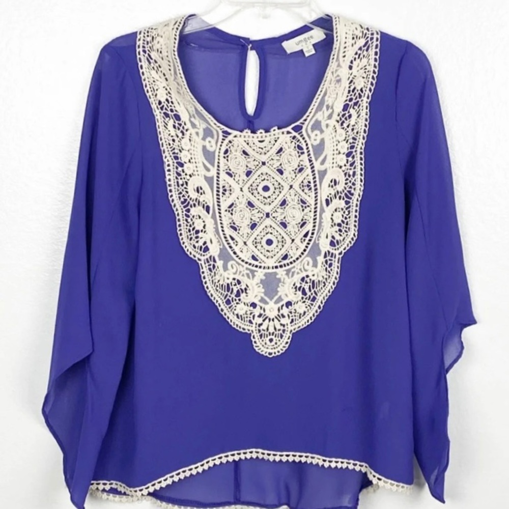 Umgee Purple Blouse Top Lace